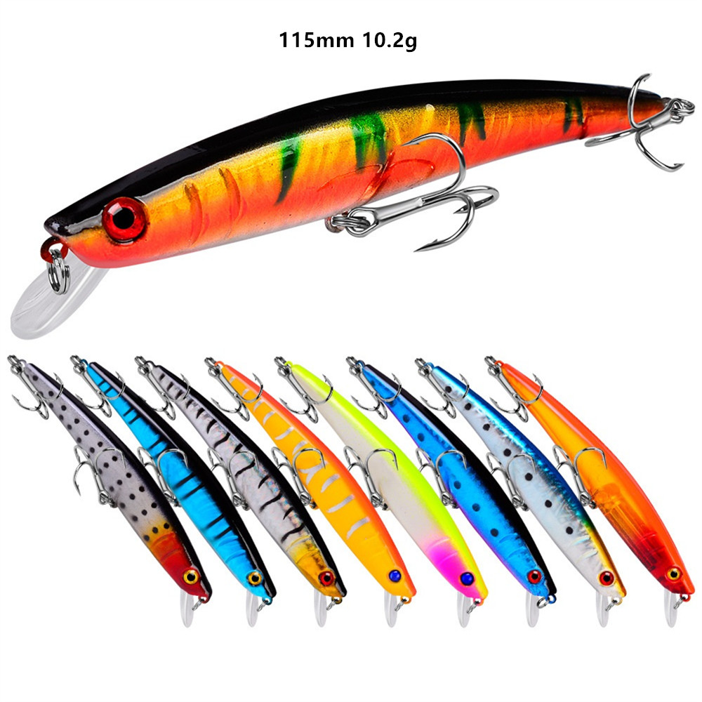 115 mm 10,2 g de minnow Hook BAITS HARD LURS 4 # Crochets Treble 10 couleurs