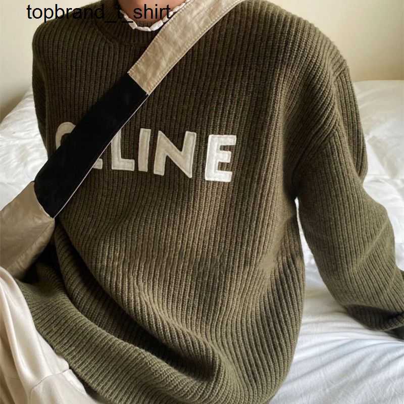 

new Men's Sweaters designer Celins fashion brand Men Women Warm Knitted Sweaters, Olive