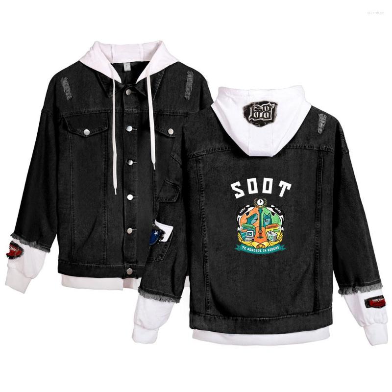 

Men's Jackets 2022 Wilbur Soot Denim Jean Stitching Jacket Coat Harajuku Jeans Hoodies For Men/Women Men's Streetwear, Auburn