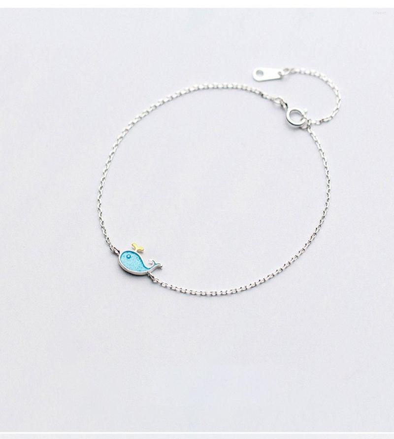 

Link Bracelets 1PC Epoxy Accessories Fashion Girls Gift Silver Bracelet For Women Cuff Cute Whale Dolphin