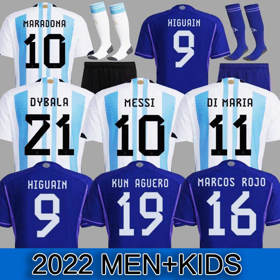 

Argentina Jerseys 2022 HIGUAIN DYBALA Mens Soccer kit World Cup National Team Football Shirt L.MARTINEZ DE PAUL Home Away Player Version, Man home