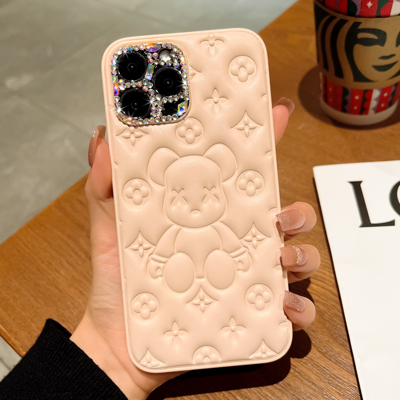 

Printed cell phone cases for iPhone 14 13 12 11 pro max Leather Case RhinestoneFashionable Case XR XS SE PLUS, Orange