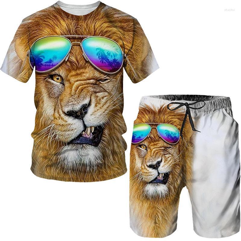 

Men's Tracksuits Men's Summer 3D Printed Plus Size T-shirt Shorts Set Tiger Lion Retro Style Short Sleeve Suit Novelty Fashion Harajuku, T shirt set 1c