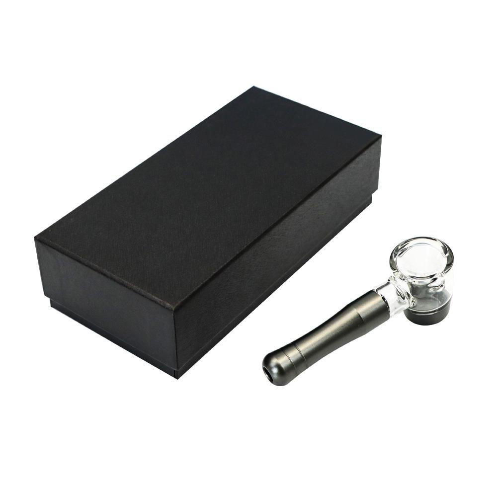 

smoke accessory metal tobacco pipe With Glass Bowl 150MM Aircraft Aluminum Alloy Smoking Herb Pipe Hand Spoon Water Bong Accessories