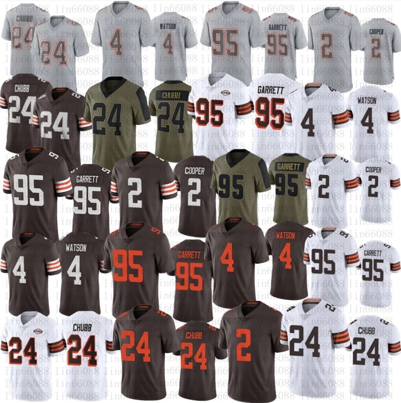 

06D Hommes femmes jeunes 4 Deshaun Watson Football Brown Jersey 2 Amari Cooper 24 Nick Chubb 95 Myles Garrett Jerseys cousu gris mode, Mens bl