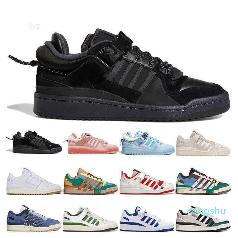 

5A quality Bunny Bad x Forum Buckle Low Casual Shoes men women Core Black Easter Egg Patchwork White Gum Crew Green sports sneakers, 7 denim blue
