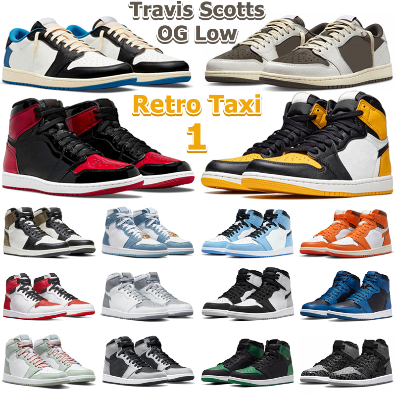 

1 Retro Low OG Travis Scotts Basketball Shoes 1s Men Women Reverse Mocha Taxi Patent Bred Toe Stealth Starfish Bleached Coral Denim Mens Trainers Sports Sneakers