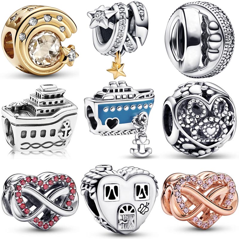 

925 Sterling Silver Dangle Charm Women Beads High Quality Jewelry Gift Wholesale Star Family Infinity Heart Anchored Cruise Ship Bead Fit Pandora Bracelet DIY