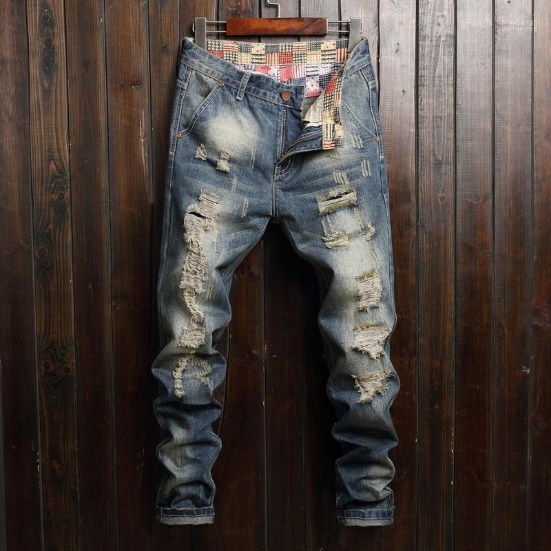 

Men's Jeans Men's AIRGRACIAS 2022 Spring Summer Style Ripped Trend Pants Brand Denim Casual Street Wear Mid-Waist Trousers, Photo color