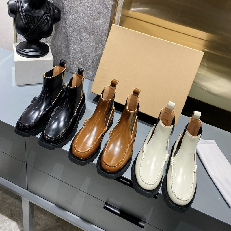 

2022 Designer shoes Women Retro Boots Ankle Fashion Boot Bootie One kick lulu 100% cow leather Real Winter Fall Martin Cowboy Leather Splice Black white brown Size35-40, Photo 1