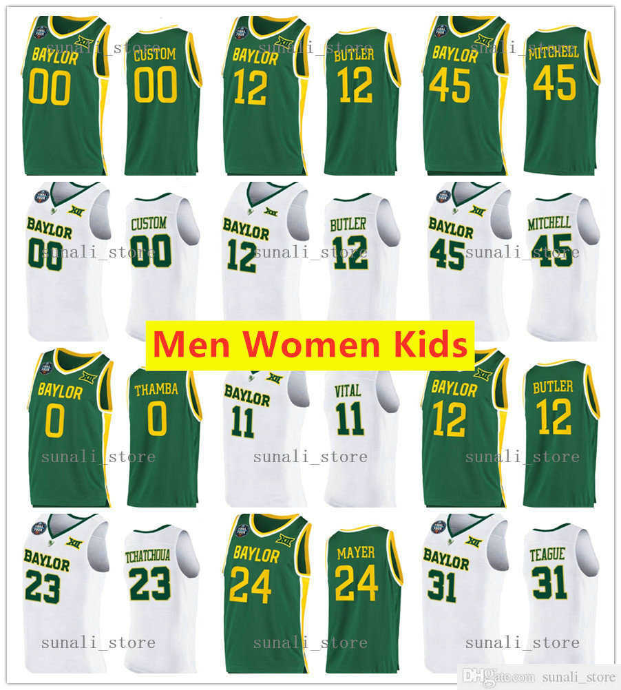 

NCAA Baylor Bears College Basketball Jerseys 12 Jared Butler 45 Davion Mitchell 0 Flo Thamba 4 LJ Cryer 10 Adam Flagler 13 Jackson Moffatt, Men green