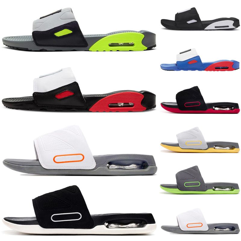 

90 slides 90s slippers sandals for men women Designer White Black Volt Designers pantoufles mens womens summer flat fashion beach shoes szie 36-45, #1 black 36-45