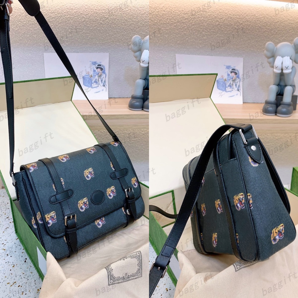 

Men Messenger Bags Tiger Pattern Courrier Clutch Cross Body Designer Luxury Shoulder Tote Animals and nature Handbag Signature flap Purse 658542 UXVAF 1087