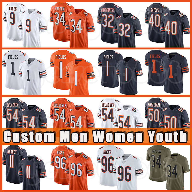 

1 Justin Fields 58 Roquan Smith Jerseys 11 Darnell Mooney Football Walter Payton Cole Kmet Eddie Jackson David Montgomery Robert Quinn Brian Urlacher Cody Whitehair, Custom men(xiongdui)