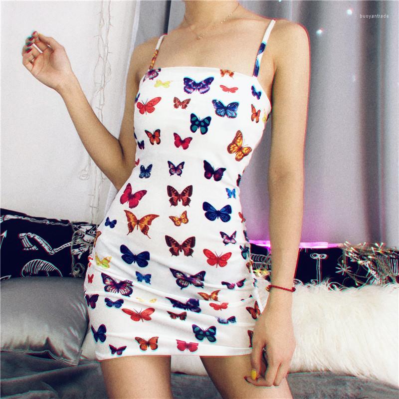 

Casual Dresses Women White Butterfly Printed Dress Summer Sexy 2022 Womens Body Bodycon Party Mini Clubwear Women' ClothesCasual