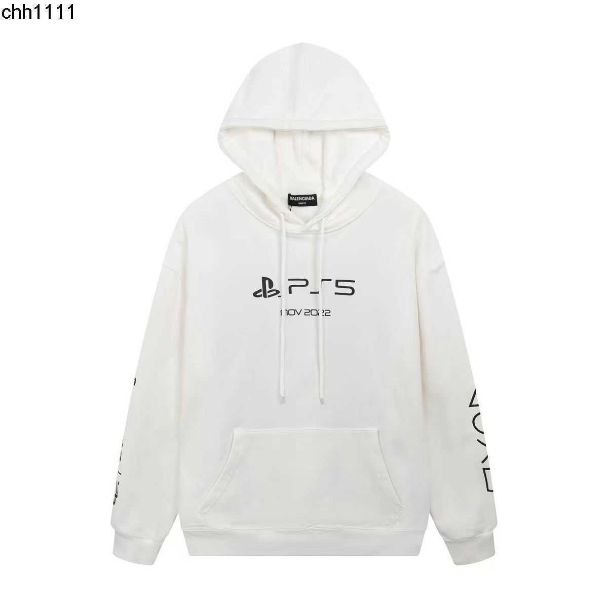 

balenciga High Edition Fashion Brand Autumn and Winter New PS5 Letter Printing Hoodie Fashion Men's and Women's Cotton Loose Hoodie, White 9013#