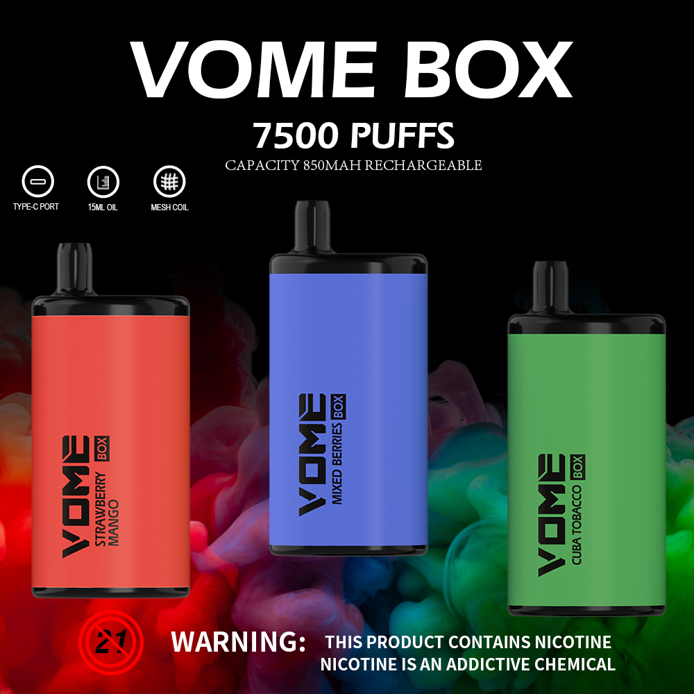 

Original Disposable Vape 7500 puffs Fruit Flavors Pod E Cig Vapes Pen850mAh 15ML nebulizer device airflow control 10 flavors rechargeable e-cigarette