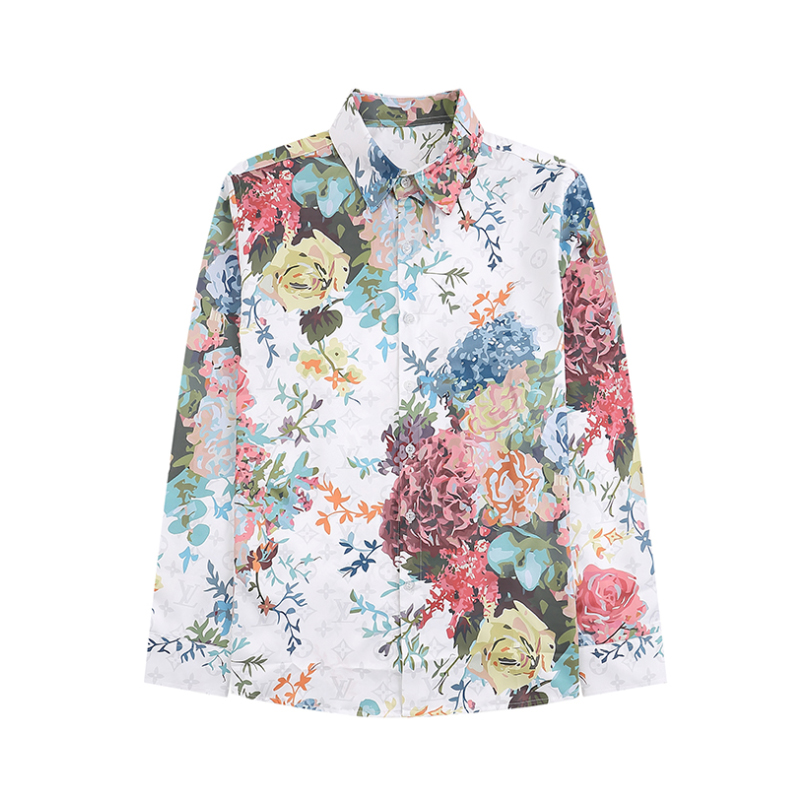 

Fashion Hawaii Floral Letter Print Beach Designer Mens Formal Business Shirts printed flowers Casual Shirt Long-sleeved nice XLN1, Customize
