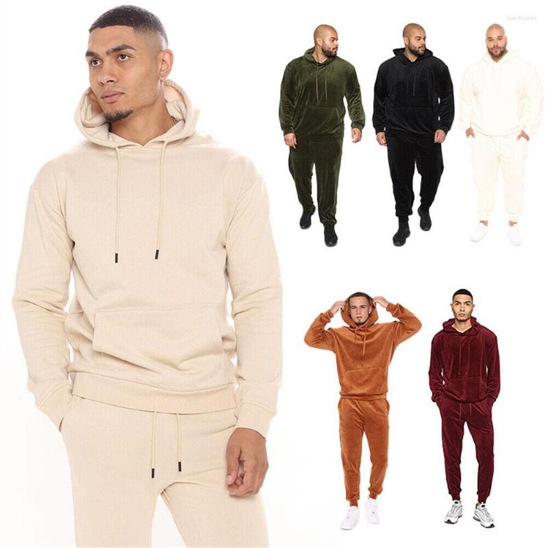 

Men's Tracksuits Mens Velvet Tracksuit 2 Piece Casual Pant Sweater Sweatsuit Sport Sweatshirt Set, Beige
