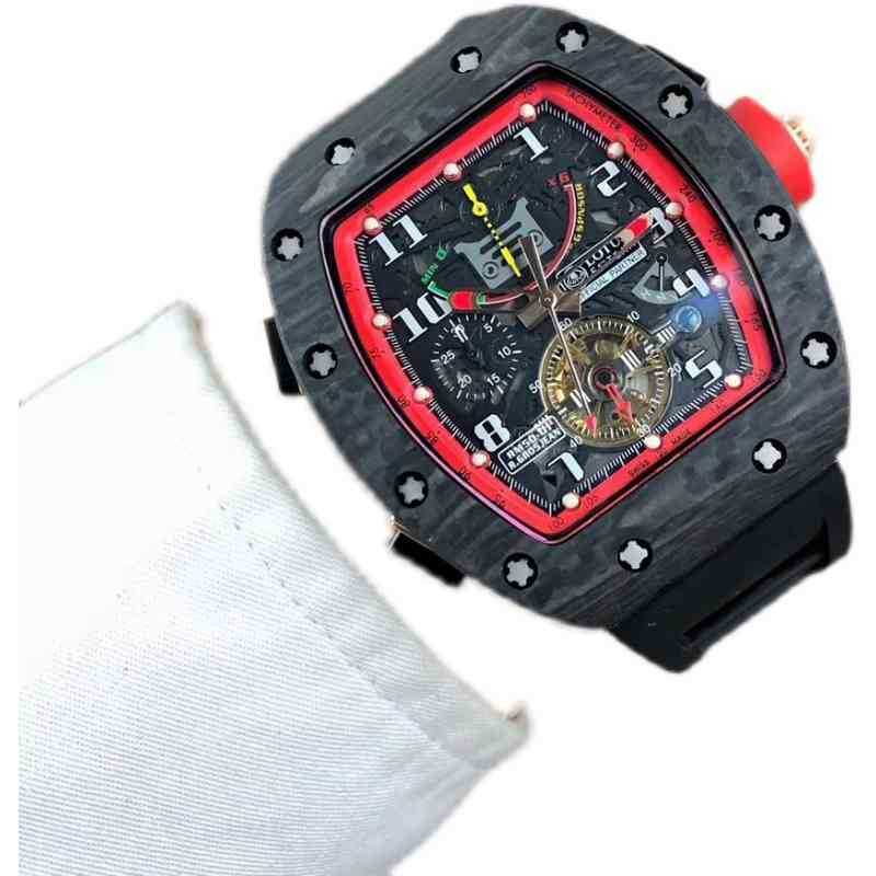 

multi-function SUPERCLONE watches wristwatch Luxury richa milles designer Richardchao men's automatic mechanical watch luminous carbon fiber 1KVX, Black