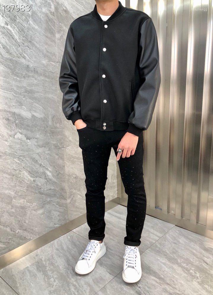 

Men's Jackets Men's Rk2138 Fashion Coats & 2022 Runway Luxury European Design Party Style Clothing, Black