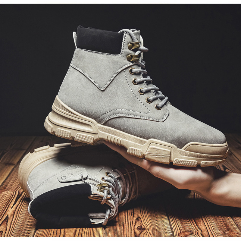 

Boots Men Boots Leather Lace Up Platform Sneakers Hiking Comfortable Boot Winter Keep Warm Ankle Boots Zapatillas Hombre 221008, Black