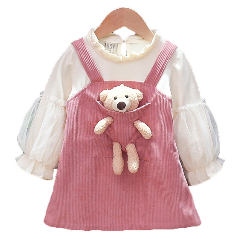 

Girls Autumn Dresses Kids Clothes Winter New Corduroy Princess dress 2 pieces for Children Clothing Baby Girl Dress, N f down coat