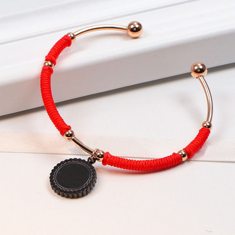 

Luxury Fashion Brand Women Lover Bangle Handmade Rope Chain Bracelet Charm Stainless Steel Round pendant semicircle Bracelets jewelry Gift