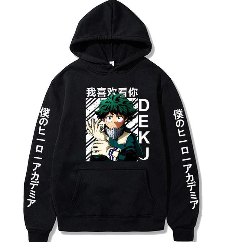 Sweats à capuche pour hommes Sweat-shirts japonais Anime My Hero Academia Deku Graphic Print Hoodie Pulls Tops Casual Fshion Loose Unisex Sportsw