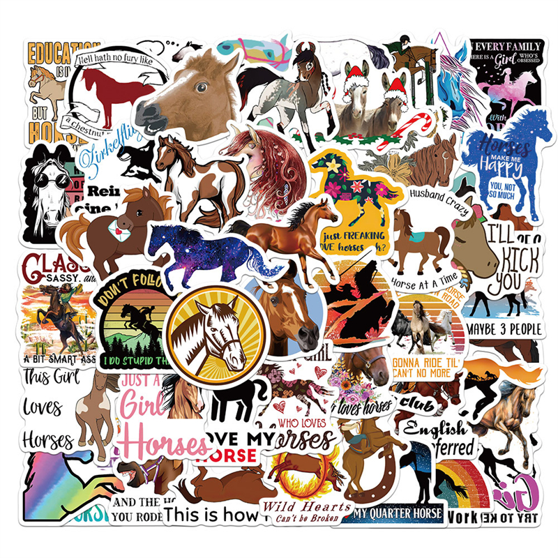 

50PCS Horse Riding Stickers equestrian Graffiti Kids Toy Skateboard car Motorcycle Bicycle Sticker Decals Wholesale, Multi colors