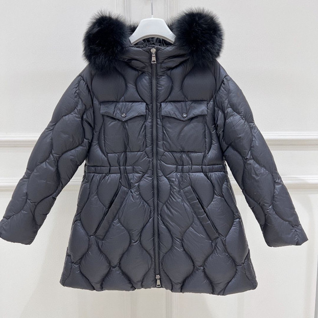 

new 2022 Girls Winter Long Down coats Baby Kids Children Thick Warm Real Fur Hooded Coat Outer Wear chlidren coats black