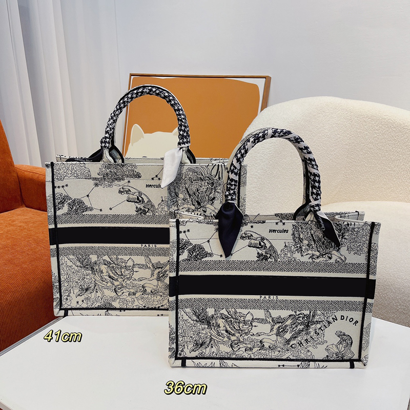 

Luxury Designers womens high luxurious bag Totes Bags Light Grey Tiger Embroidery BOOK Handbag TOTE Women's Classic Handle Laptop Large Capacity Shopping Bag, Other