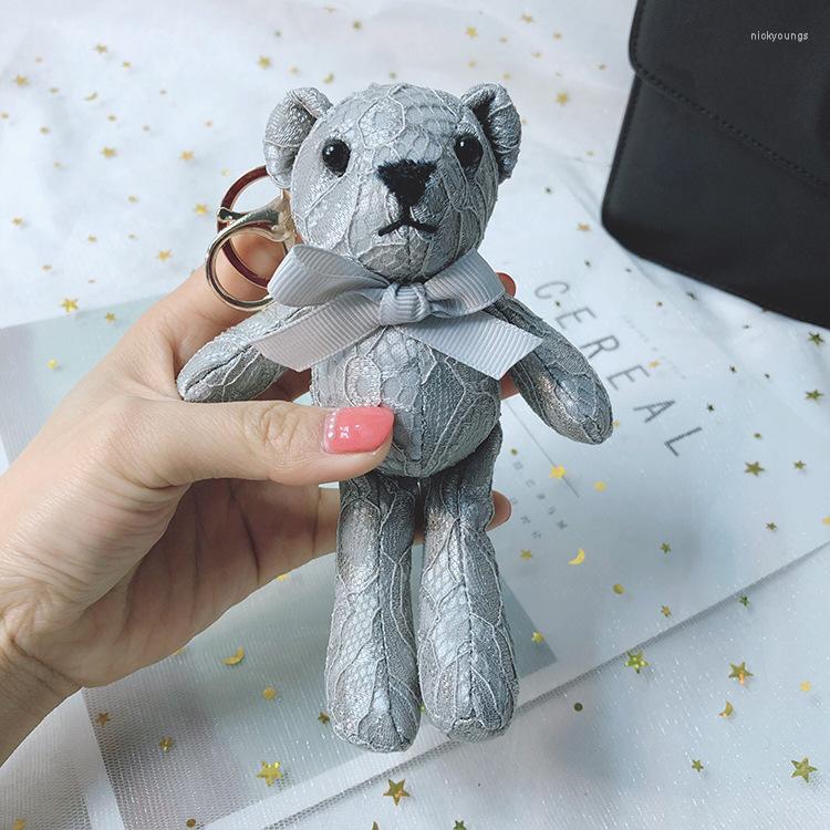 

Keychains Lace Bear Keychain Teddy Doll Korean Fabric Joint Bag Ornaments Cute