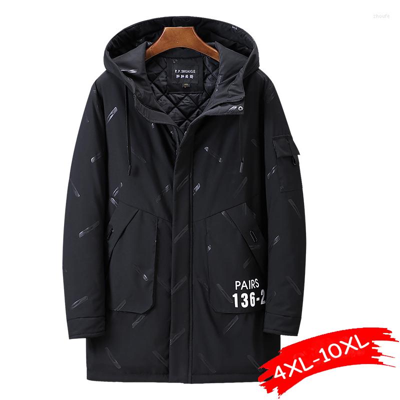 

Women's Down 10XL 9XL 8XL Large Size Winter Coat Man Women Unisex Cotton Padded Hooded Parka Out Windbreaker Oversize Thick Warm, Black