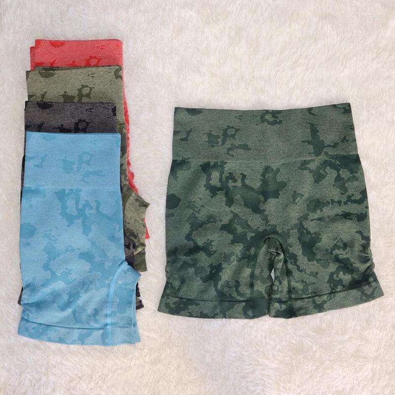 

Active Shorts 5 Colours High Waist Women Camouflage Workout Yoga Fitness Stretch Gym Tights Sportswear Seamless, Blue