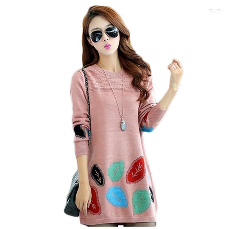 

Women' Sweaters Women' Loose Plus Size Knitted Pullovers Women Long Sweater Dress 2022 Autumn And Winter O-neck Sleeves Embroidery, Red women sweater