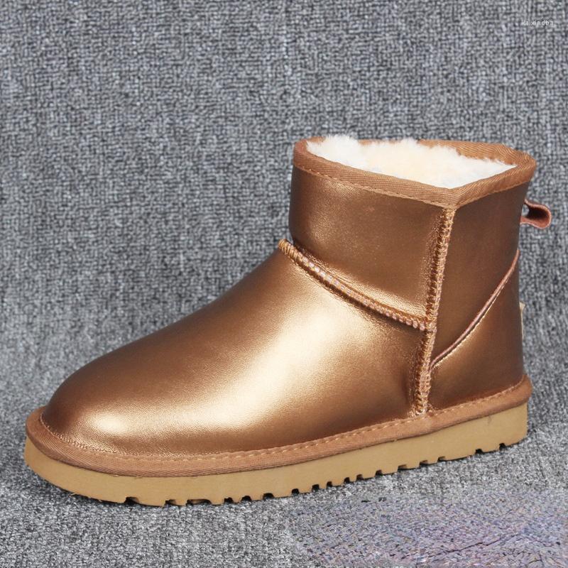 

Boots High Quality Genuine Cowhide Leather Winter Couple Snow For Women Australia Classic Warm Plush Fur Short Botas, Color 12