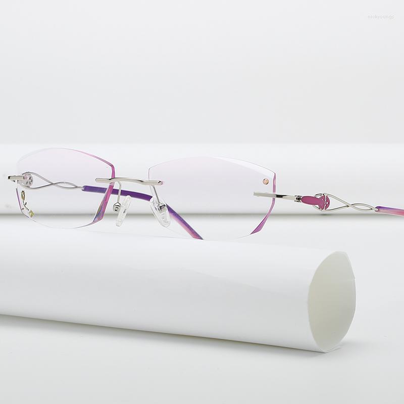 

Sunglasses Frames ZIROSAT 2378 Rimless Gold Glasses Frame Women Light Weight Optical Rim Eyeglasses Prescription Myopia Spectacles