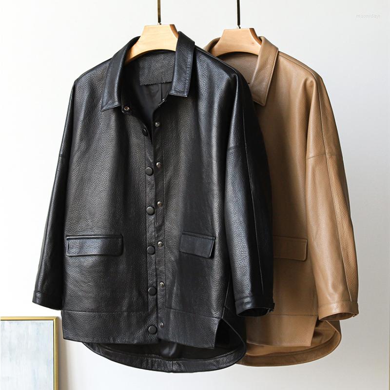 

Women' Leather High Quality Real Women' Sheepskin Coat Spring Casual Jackets For Women Clothes Coats Mujer Chaqueta Zm297, Black