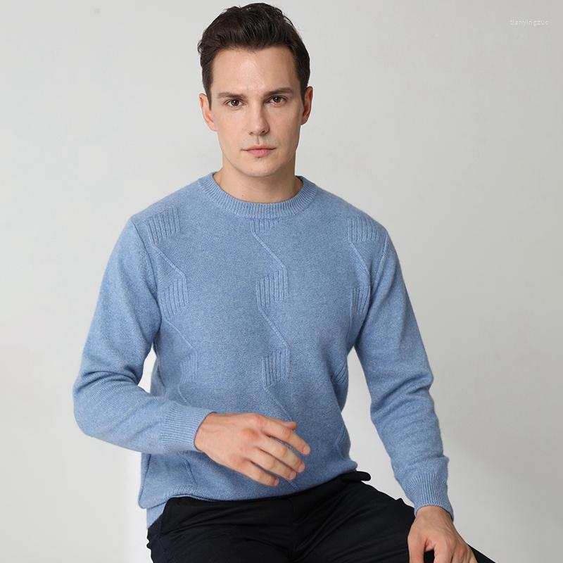 

Men's Sweaters 2022 Style Man Thicker Goat Cashmere Knitted Jumpers Warm O-Neck 6Colors For Male Tops, Beige