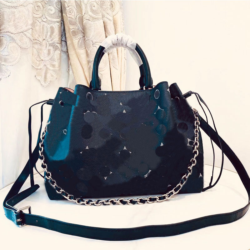 

BELLA Tote Bag Crossbody Shoulder Bag Women Handbags Purse Carved Perforated Cowhide Gradient Letter String Large Capacity Pochettes Detachable Chain Belt Strap, Black