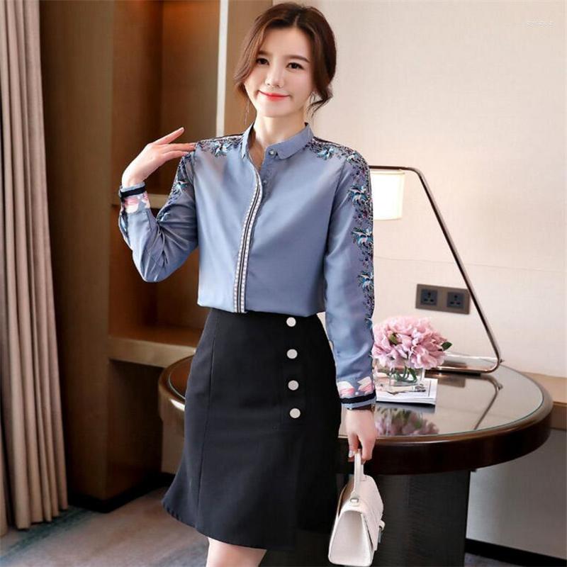 

Women' Blouses Formal Business Women Office Lady Blusa Vintage Print Simple Elegant Long Sleeve Chic Chiffon Tops Casual Shirts, Apricot
