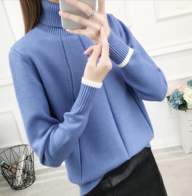 

Women' Sweaters Fashion Women' Sweater High Neck Korean Loose Long-sleeved Thick Knit Bottoming Tops 2022 Spring Autumn Quality Keep, As photo 5