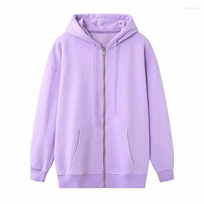 

Women's Hoodies Y2K Zip-up Women Korean Style Vintage Solid Color Long Sleeve Oversized Hooded Sweatshirt Lady Casual Large Coats, White