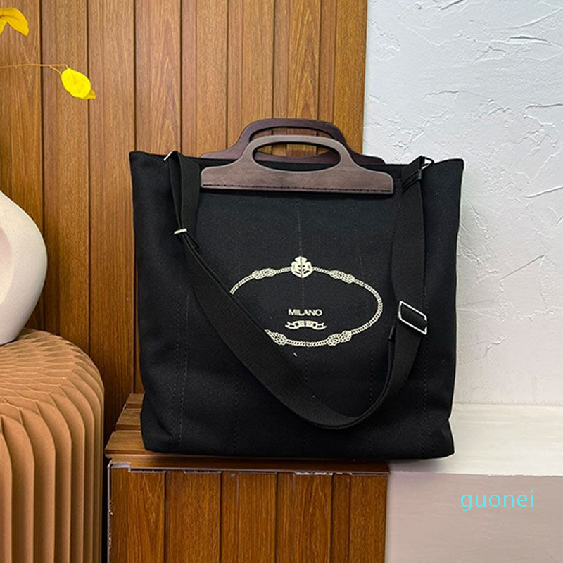 

Designer Canvas Tote Handbag Lage Shopping Bag Women Shoulder Purse Fashion Letter Print Wooden Handle Adjustable Shoulder Strap Designer Cross Body Bags, 36*36cm