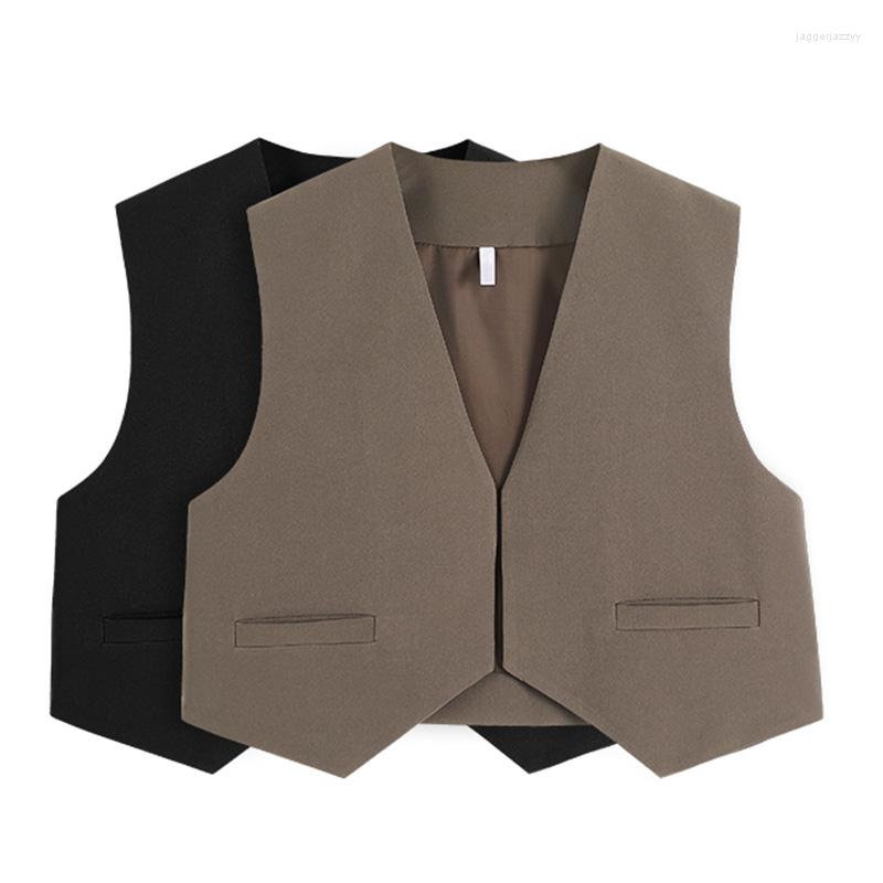 

Women's Vests Summer Women's Short Vest Casual Sleeveless 1 Button V-neck Jacket For Girl, Yellow
