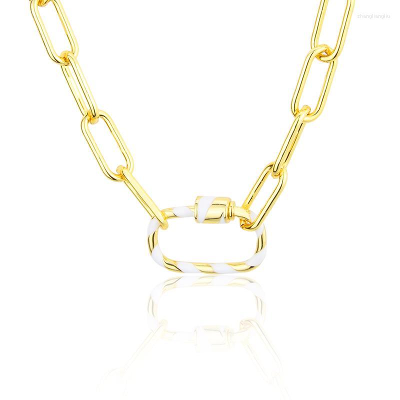 

Pendant Necklaces 2022 Design Spiral Oval Carabiner Series Necklace High Quality Copper Zircon Jewelry For Male Female