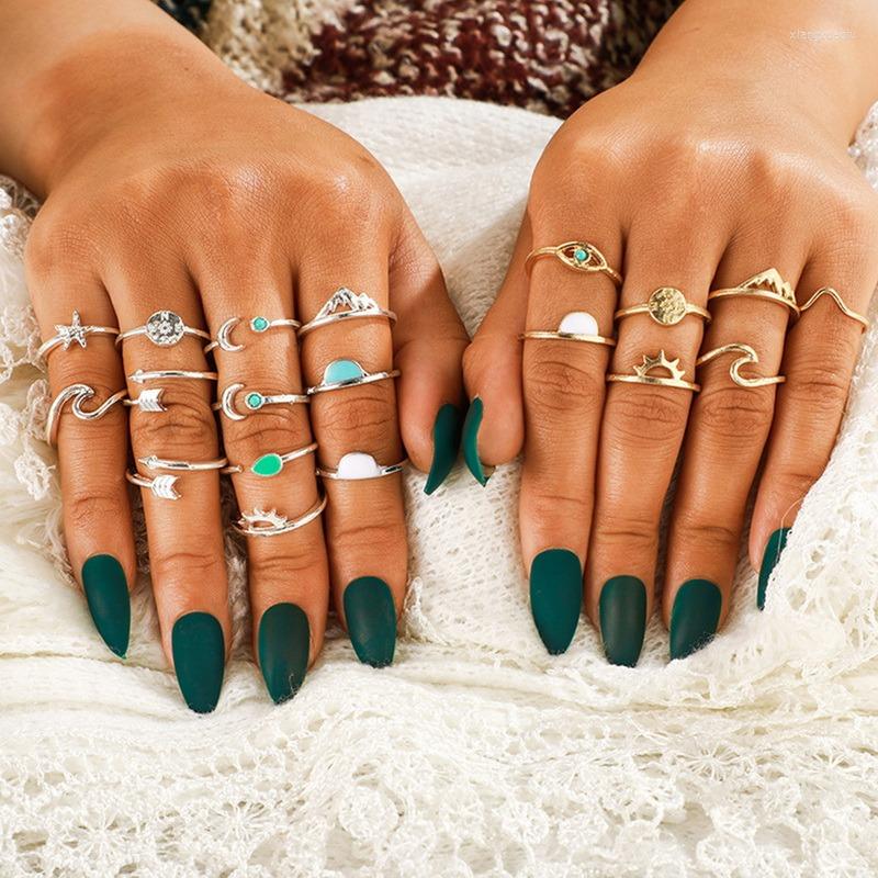 

Cluster Rings Bohemian Punk Vintage Silver Color Poker Billiards Set For Women Heart Gothic Hip Hop Y2k Korean Fashion Male Gift Jewelry