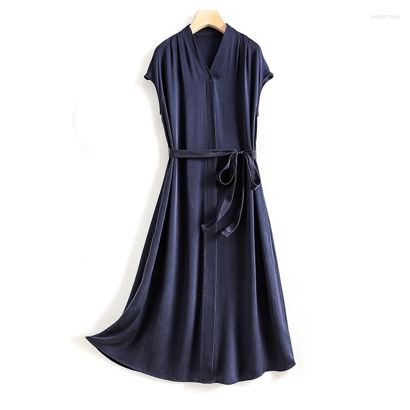 

Casual Dresses 2022 Summer Women's Fashiong Luxury Elegant V NECK Silk Dress, Red