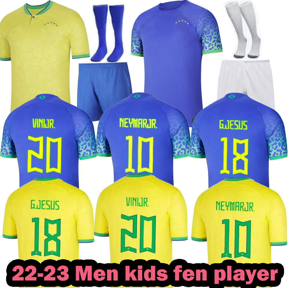 

S-4XL 2022 brazils World cup soccer jerseys G.JESUS COUTINHO PAQUETA RICHARLISON JESUS MARCELO PELE CASEMIRO 2023 brasil Men kit Kids player Full sets football, 23-23 home player